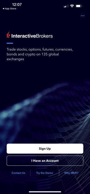 Image of the IBKR mobile iPhone I have an acount option. 